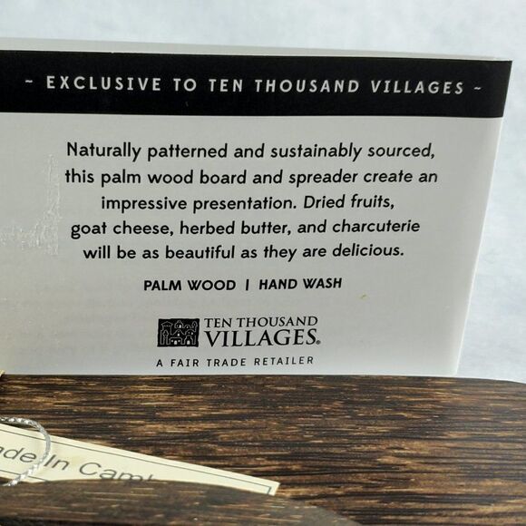 Palm Wood Cheese And Butter Board With Spreader 7" Fair Trade Made In Cambodia - Picture 5 of 5